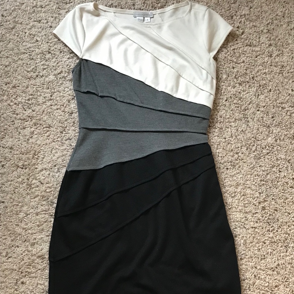 London Times black, white and gray dress